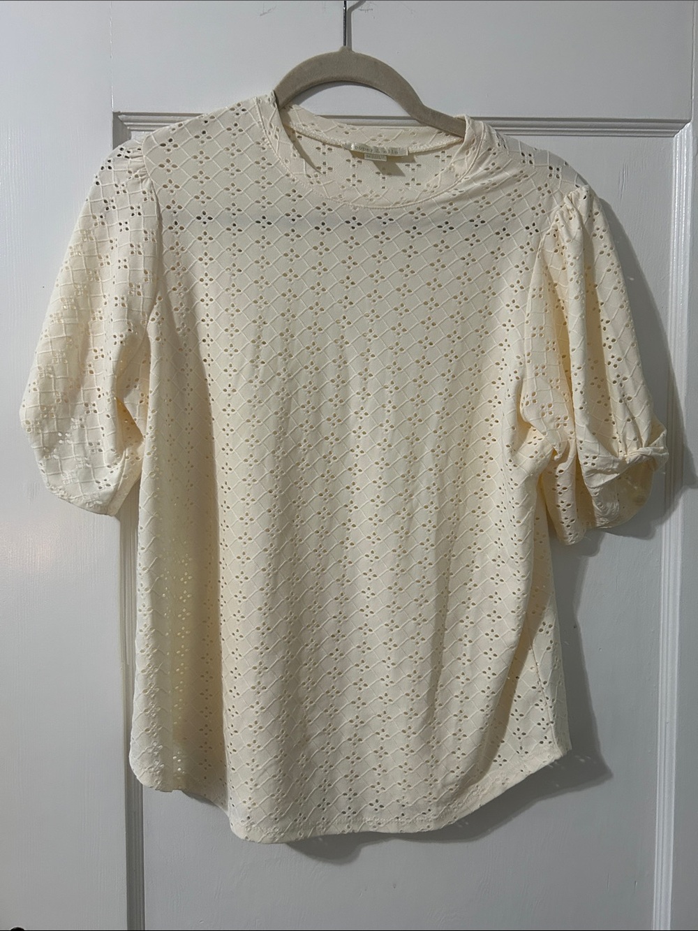 Cream eyelet blouse
